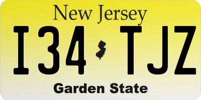 NJ license plate I34TJZ