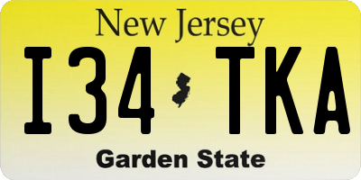 NJ license plate I34TKA