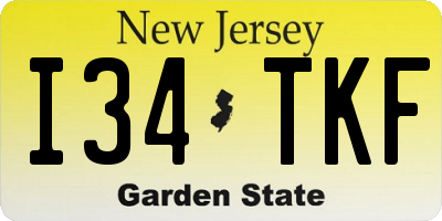 NJ license plate I34TKF
