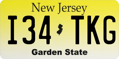 NJ license plate I34TKG