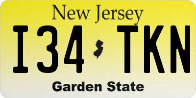 NJ license plate I34TKN