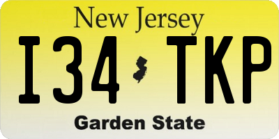 NJ license plate I34TKP