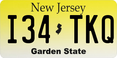 NJ license plate I34TKQ