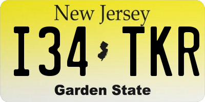 NJ license plate I34TKR