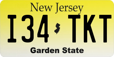NJ license plate I34TKT