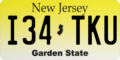 NJ license plate I34TKU