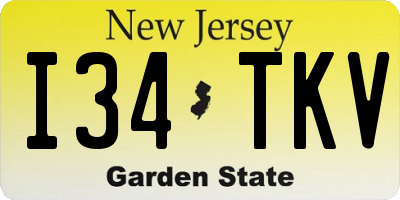 NJ license plate I34TKV