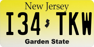 NJ license plate I34TKW