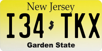 NJ license plate I34TKX