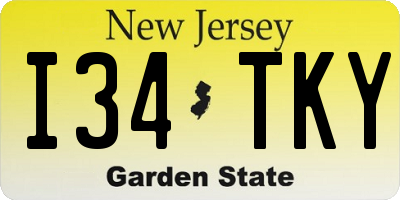 NJ license plate I34TKY