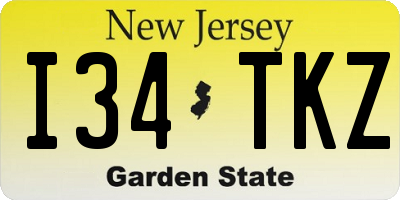 NJ license plate I34TKZ