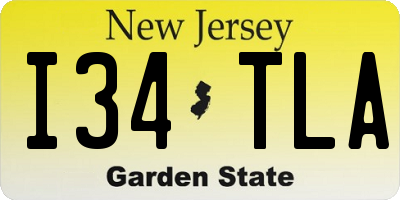 NJ license plate I34TLA