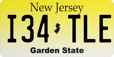 NJ license plate I34TLE
