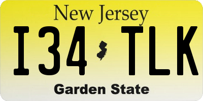 NJ license plate I34TLK