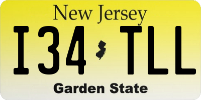 NJ license plate I34TLL