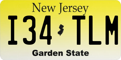NJ license plate I34TLM