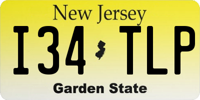 NJ license plate I34TLP