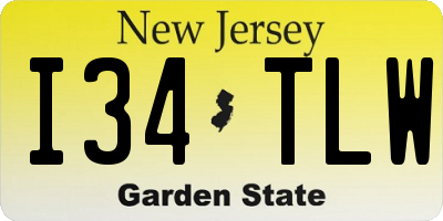 NJ license plate I34TLW