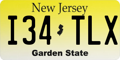 NJ license plate I34TLX