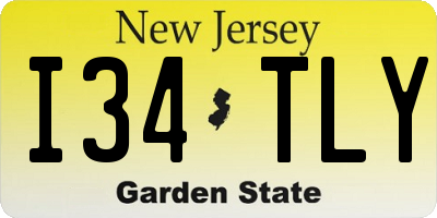NJ license plate I34TLY