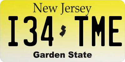 NJ license plate I34TME