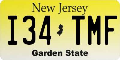 NJ license plate I34TMF