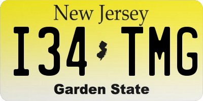NJ license plate I34TMG