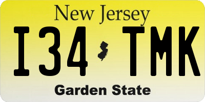NJ license plate I34TMK