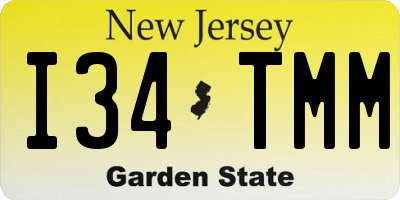 NJ license plate I34TMM