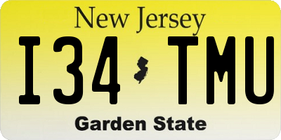 NJ license plate I34TMU