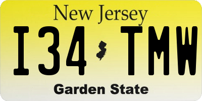 NJ license plate I34TMW