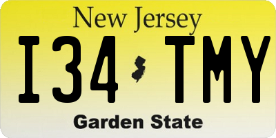 NJ license plate I34TMY