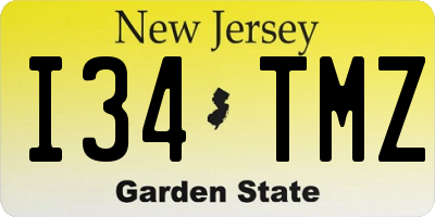 NJ license plate I34TMZ