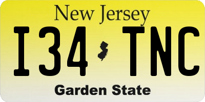 NJ license plate I34TNC