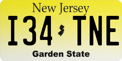 NJ license plate I34TNE