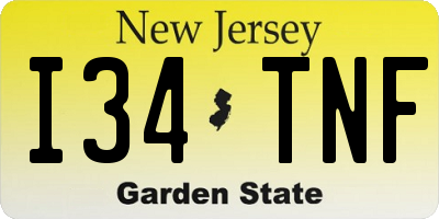 NJ license plate I34TNF