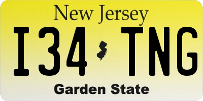 NJ license plate I34TNG
