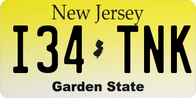 NJ license plate I34TNK