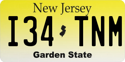 NJ license plate I34TNM