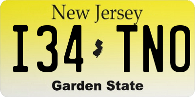 NJ license plate I34TNO