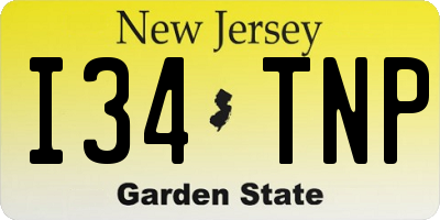 NJ license plate I34TNP
