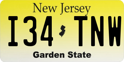 NJ license plate I34TNW