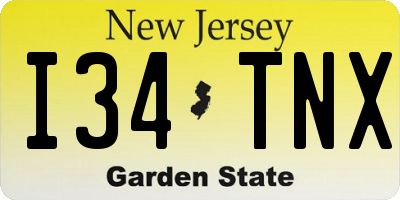 NJ license plate I34TNX
