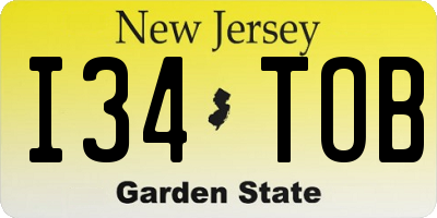 NJ license plate I34TOB
