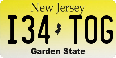 NJ license plate I34TOG