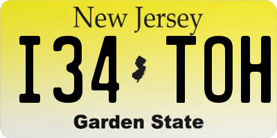 NJ license plate I34TOH
