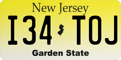 NJ license plate I34TOJ