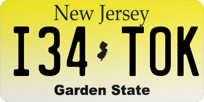 NJ license plate I34TOK