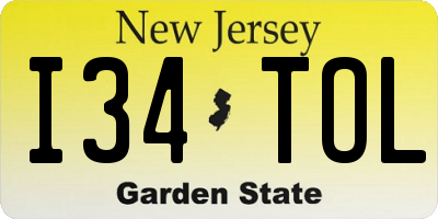 NJ license plate I34TOL