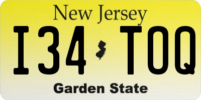 NJ license plate I34TOQ
